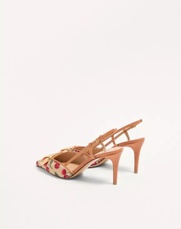 Valentino Vlogo Signature Slingback Pumps In Cherryfic Pattern 80Mm - Image 5